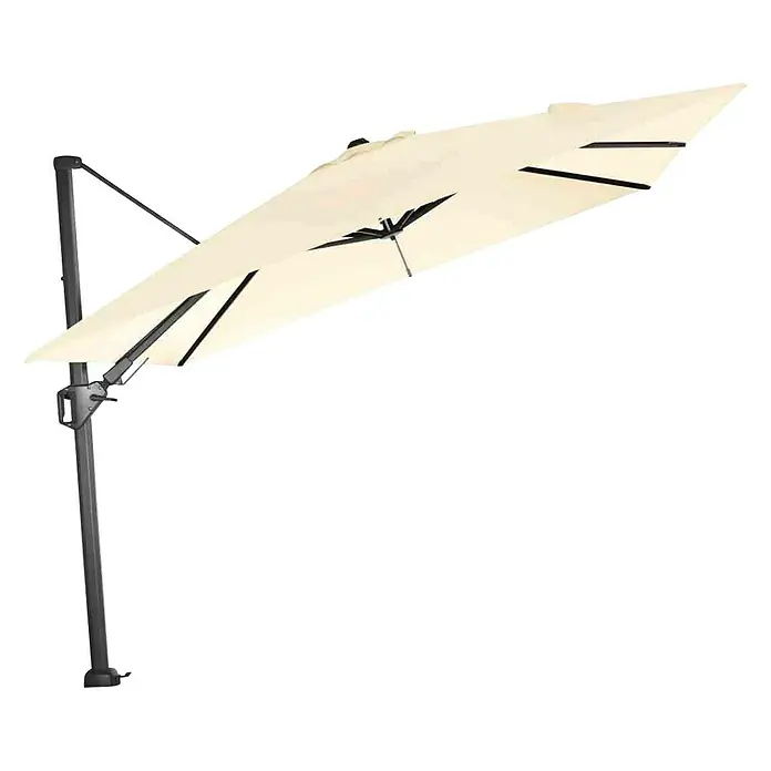 Siena Garden Ampelschirm Sunset N+ - Ecru, Bespannungsmaß (L x B): 300 x 300 cm - Freischwebender Sonnenschirm in Beige mit dunklem Gestell. Er spendet Schatten und ist ein Blickfang für jeden Garten oder Terrasse.