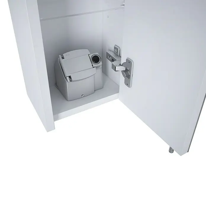 Riva Vulcano LED-Spiegelschrank - 60 x 61,8 cm, Mit Beleuchtung - Sanitärzerkleinerer im weißen Schrank. Kompakte und effiziente Lösung für Badinstallationen.