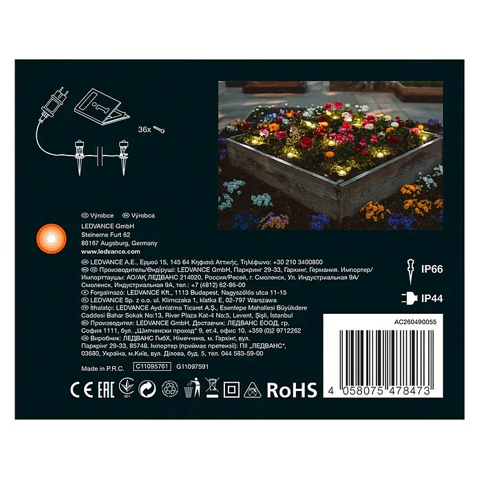 Ledvance LED-Lichterkette Endura Dot - Außen, 13,5 m, Anzahl Leuchtmittel: 18 Stk. - LEDVANCE Gartenleuchten-Set für stimmungsvolle Außenbeleuchtung, ideal zur Dekoration von Gärten und Wegen.