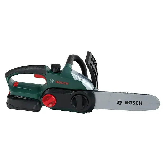 Klein Kinder-Kettensäge Bosch - Licht- & Toneffekte, 39,5 cm - Akkubetriebene Bosch Kettensäge für den Heimgebrauch, ideal zum Beschneiden von Ästen und kleinen Bäumen im Garten.