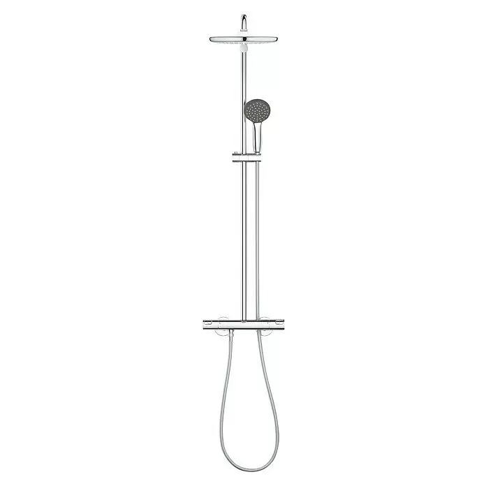Grohe Vitalio Start Duschsystem 250 - Mit Thermostatarmatur, Lochabstand: 101,6 cm, Anzahl Strahlarten: 2 Stk., Chrom - Vorderansicht