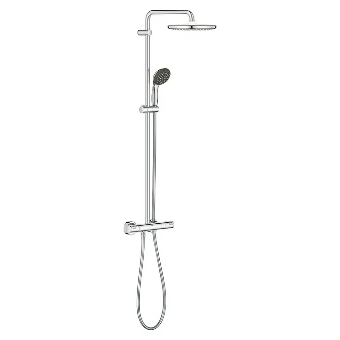 Grohe Vitalio Start Duschsystem 250 - Mit Thermostatarmatur, Lochabstand: 101,6 cm, Anzahl Strahlarten: 2 Stk., Chrom - Duschsystem mit Kopf- und Handbrause in Chrom, ein Blickfang für jedes Badezimmer. Das Duschsystem sorgt für ein luxuriöses Duscherlebnis.