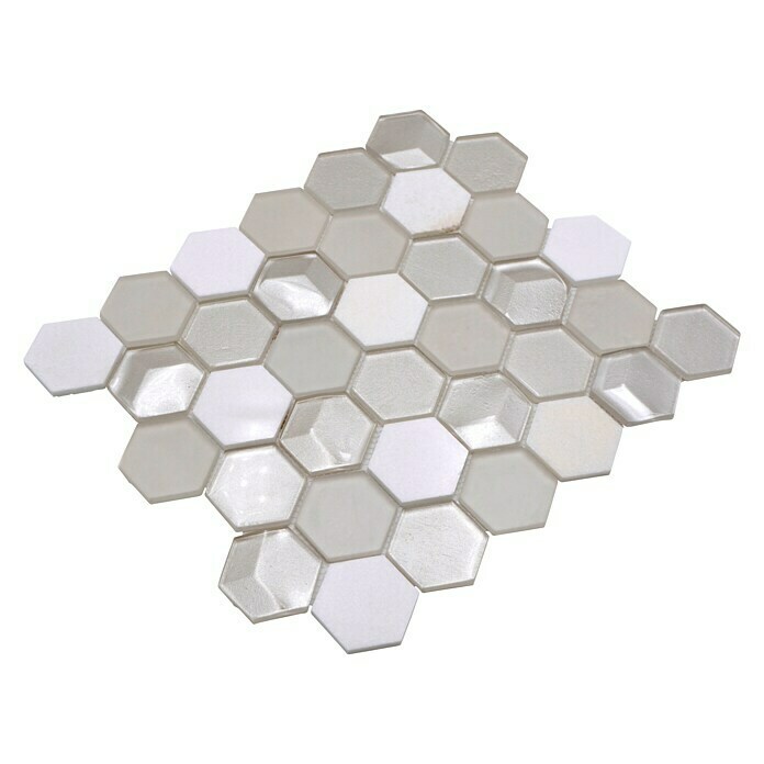 Mosaikfliese Hexagon HXN 11 (26 x 30 cm, Weiß, Matt)