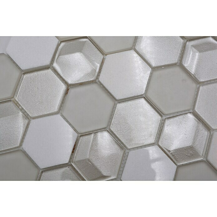 Mosaikfliese Hexagon HXN 11 (26 x 30 cm, Weiß, Matt)