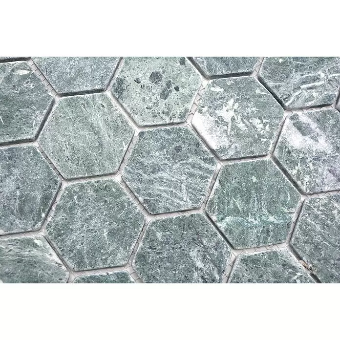 Mosaikfliese Hexagon Uni MOS HXN 407 - 29,8 x 30,5 cm, Grün, Matt - Detailaufnahme