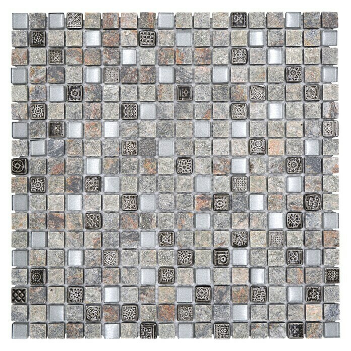 Mosaikfliese Quadrat Crystal Mix XCM M710 (30 x 30 cm, Grau, Matt)