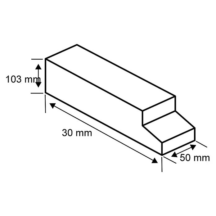 Paulmann Plug & Shine LED-Trafo - 24 V, IP44, Schwarz, Max. Leistung: 21 W - Isometrische Darstellung eines gestuften Rechteckblocks mit den Maßen 103 mm, 30 mm und 50 mm.