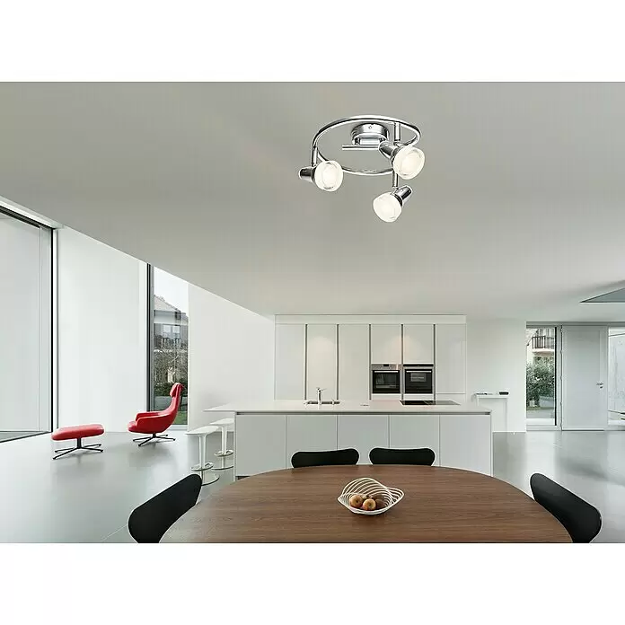 Globo LED-Deckenstrahler - 12 W, Chrom, Warmweiß - Verchromter Deckenstrahler mit drei verstellbaren Leuchten.