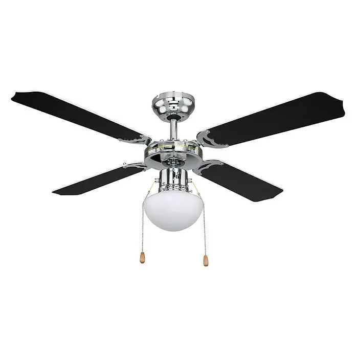 Ventilador de techo Champion - Negro, 106,6 cm, 50 W - Ventilador de techo con cinco aspas y luz central, ideal para iluminar espacios habitables.