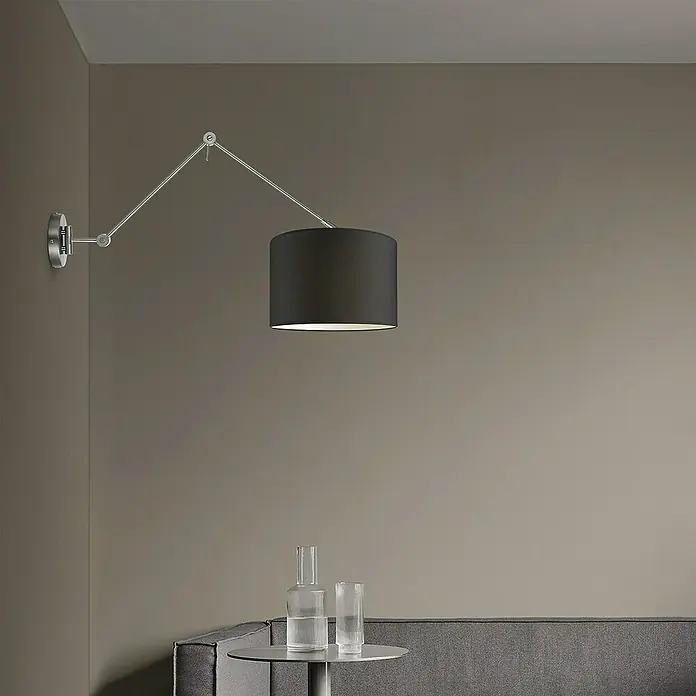 Home Sweet Home Wandleuchte Shift - 60 W, Stahl matt, E27 - Elegante Wandleuchte mit schwarzem Schirm, die ein modernes Ambiente schafft und eine stilvolle Beleuchtungslösung für jeden Raum bietet.