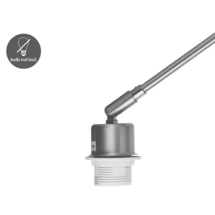 Home Sweet Home Wandleuchte Shift - 60 W, Stahl matt, E27 - Nahaufnahme einer Lampenfassung aus Metall mit einer weißen Kunststoffbasis und einem abgewinkelten Metallarm. Leuchtmittel nicht enthalten.