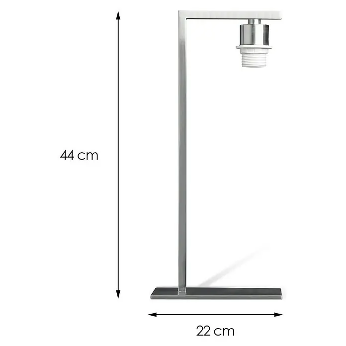 Home Sweet Home Lampenfuß Block - 40 W, Höhe: 44 cm, Stahl matt, Stahl, E27 - Das Bild zeigt eine moderne Tischleuchte aus Metall mit den Maßen 44 cm Höhe und 22 cm Breite, ideal für minimalistische Einrichtungen.