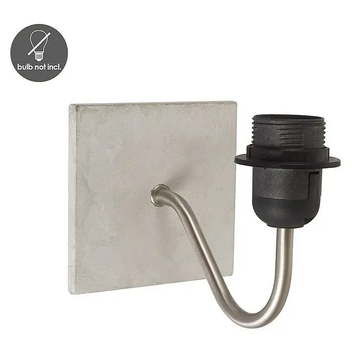 Home Sweet Home Wandleuchte Concrete - 40 W, Grau, Silber, E27 - Wandleuchte mit quadratischer Betonplatte und gebogenem Metallarm, Leuchtmittel nicht enthalten.