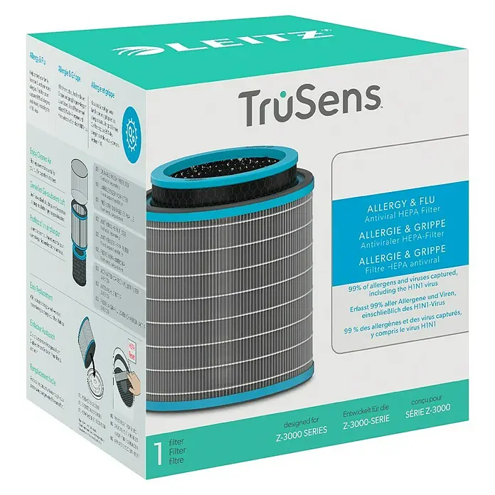 Leitz TruSens HEPA-Filter Allergie - Passend für: TruSens Luftreiniger Z-3000/Z-3500 - TruSens Z-3000 Serie Filter: HEPA-Filter zur Bekämpfung von Allergien und Grippe, fängt 99 % der Allergene und Viren, inkl. H1N1, auf.