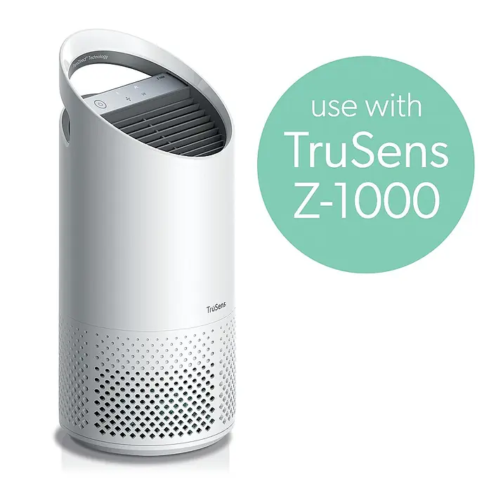 Leitz TruSens HEPA-Filter Allergie - Passend für: TruSens Luftreiniger Z-1000 - Ein weißer TruSens Z-1000 Luftreiniger wird auf dem Bild dargestellt. Der Luftreiniger ist für eine verbesserte Luftqualität konzipiert.
