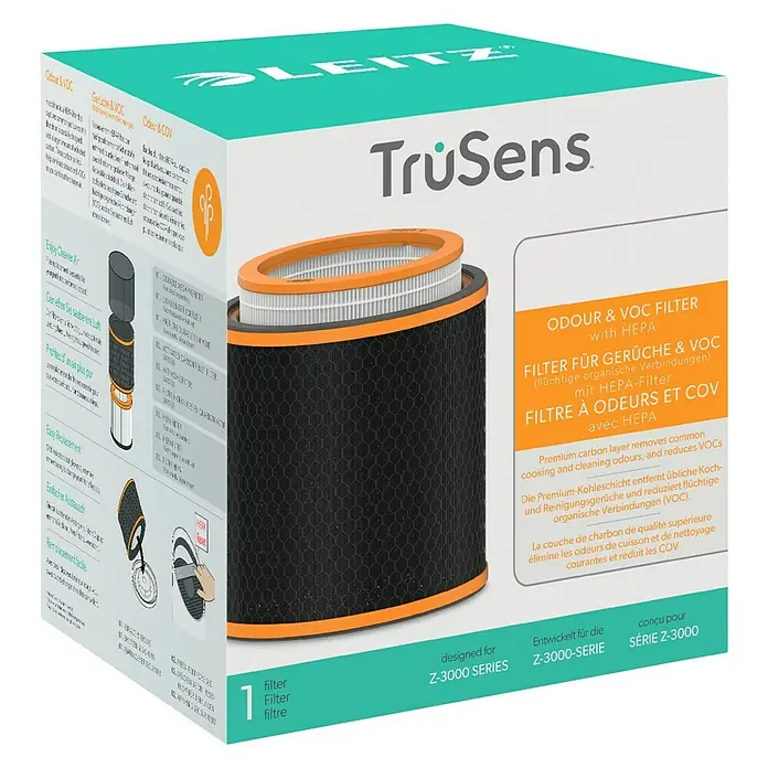 Leitz TruSens HEPA-Filter Gerüche & VOC - Passend für: TruSens Luftreiniger Z-3000/Z-3500 - Box mit TrüSens Geruchs- und VOC-Filter mit HEPA für Luftreiniger der Z-3000 Serie.