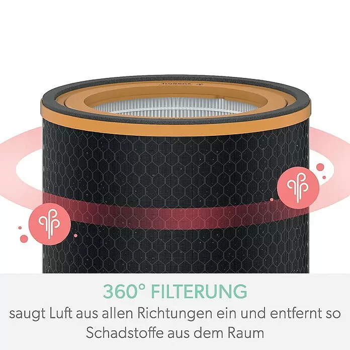 Leitz TruSens Aktivkohlefilter Gerüche & VOC - Passend für: TruSens Luftreiniger Z-2000/Z-2500, Höhe: 14,8 cm - Schwarz-oranger 360° Luftfilter mit Wabenmuster, der Luft aus allen Richtungen ansaugt und Schadstoffe entfernt.