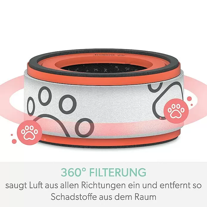Leitz TruSens HEPA-Filter Haustier - Passend für: TruSens Luftreiniger Z-1000 - TruSens Luftfilter mit orangefarbenen Akzenten und Pfotenabdruck-Design für 360°-Tierhaarfilterung.