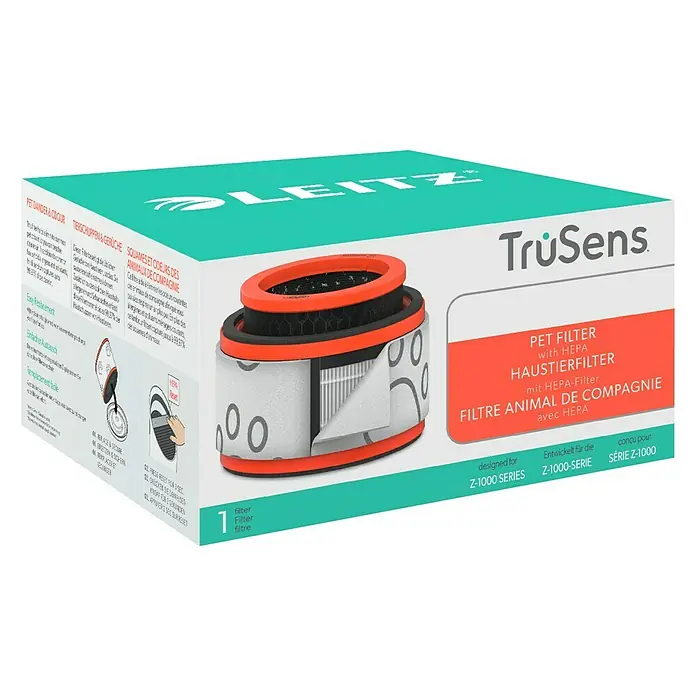 Leitz TruSens HEPA-Filter Haustier - Passend für: TruSens Luftreiniger Z-1000 - Abbildung der TruSens Z-1000 Serie Pet Filterbox mit HEPA Filter, entwickelt um Tierhaare und Gerüche in Räumen bis zu 23 m² zu reduzieren.
