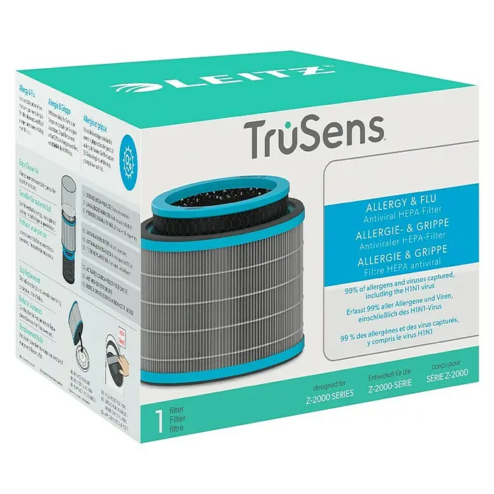 Leitz TruSens HEPA-Filter Allergie - Passend für: TruSens Luftreiniger Z-2000/Z-2500 - Leitz TruSens Allergy & Flu Filter: Ein HEPA-Filter, der 99 % der Allergene und Viren, einschließlich des H1N1-Virus, erfasst.