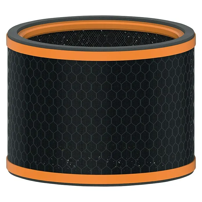 Leitz TruSens Aktivkohlefilter Gerüche & VOC - Passend für: TruSens Luftreiniger Z-2000/Z-2500, Höhe: 14,8 cm - Luftfilter mit wabenförmigem Design, umrandet von einem orangefarbenen Rahmen, für eine effiziente Luftreinigung in Ihrem Zuhause.