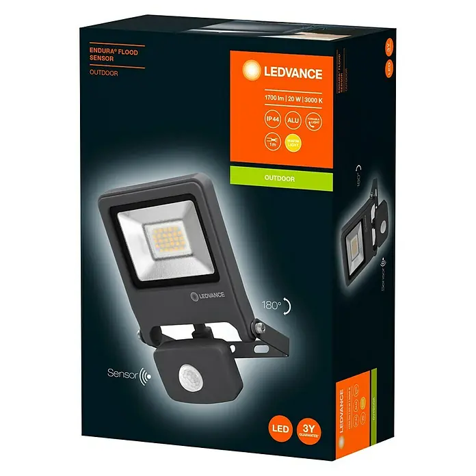 Ledvance LED-Strahler Endura Flood20 W, Anthrazit, Warmweiß, IP44