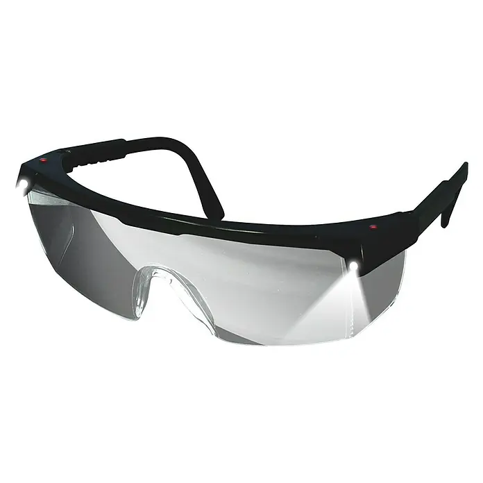 Magic Vision LED-Schutzbrille - Klar - Schutzbrille mit integriertem LED-Licht für verbesserte Sicht bei der Arbeit. Die Brille bietet Schutz und Beleuchtung.