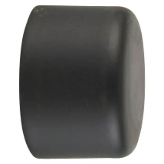 Tapones terminales Ideas 28 - Negro, 2 ud. - Una imagen detallada de una rueda de monopatín gris usada, que muestra su textura y las marcas de uso, dándole un aspecto distintivo y auténtico.