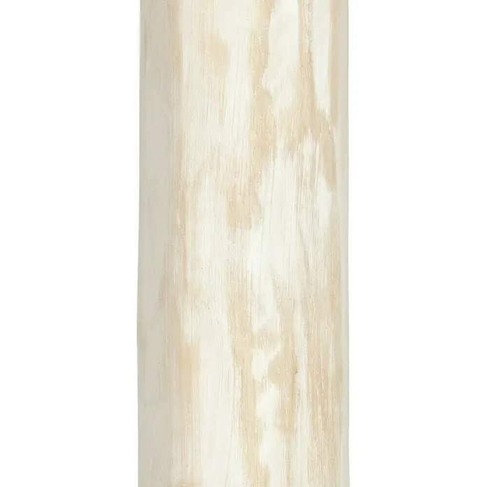Teakstamm - Durchmesser: 5 cm - 7 cm, Länge: 2 m, Grundiert - Nahaufnahme eines länglichen, strukturierten Objekts mit einer cremefarbenen und hellbraunen Farbpalette, die eine Holzstruktur andeutet.