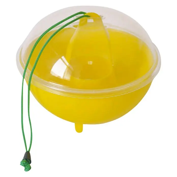 Flower Trampa para avispas - 1 ud. - Trampa para insectos amarilla con tapa transparente y cordón verde. Ideal para atrapar insectos en casa o en el jardín.