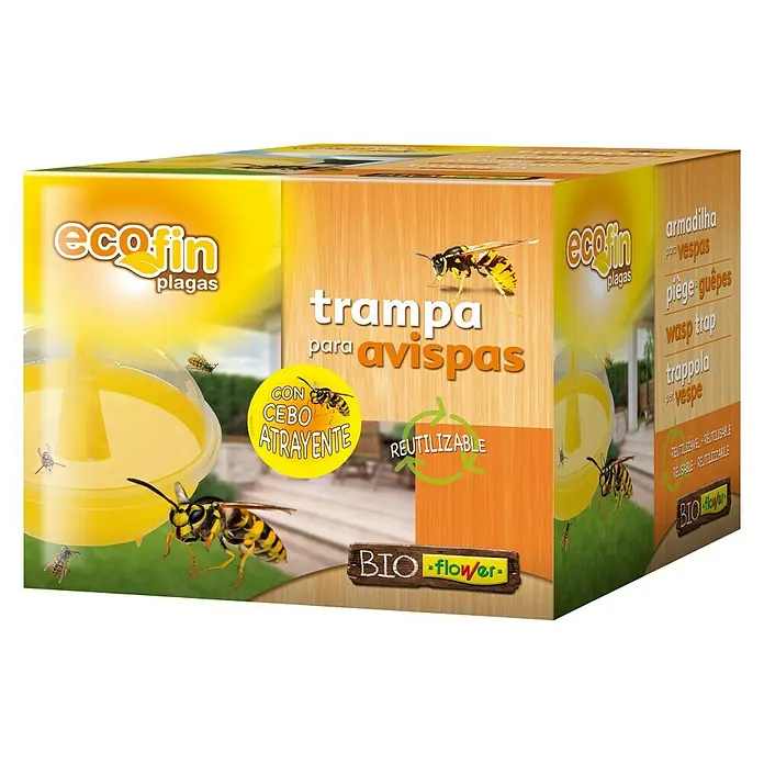 Flower Trampa para avispas - 1 ud. - Una trampa para avispas Ecofin, diseñada para atraer y capturar avispas de manera efectiva, reutilizable y con cebo atractivo.