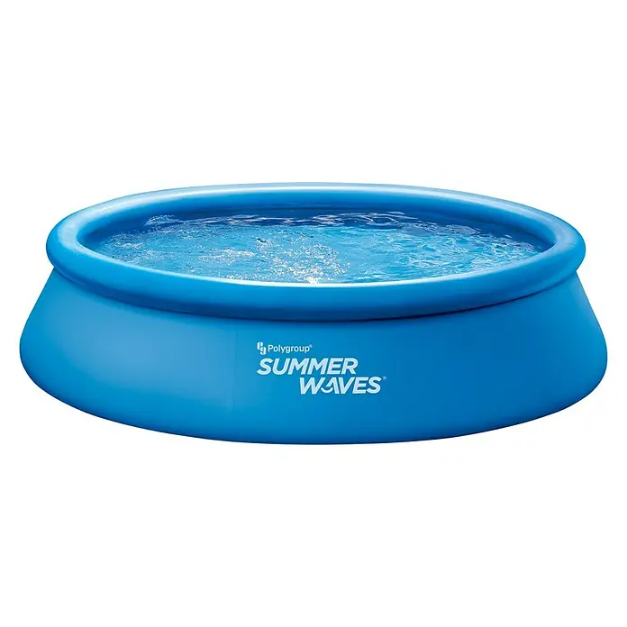 Piscina hinchable Summer Waves - Ø x Al: 396 x 84 cm, 7.146 l, Azul - Una piscina inflable Summer Waves azul brillante llena de agua refrescante, ideal para la diversión y relajación veraniega.