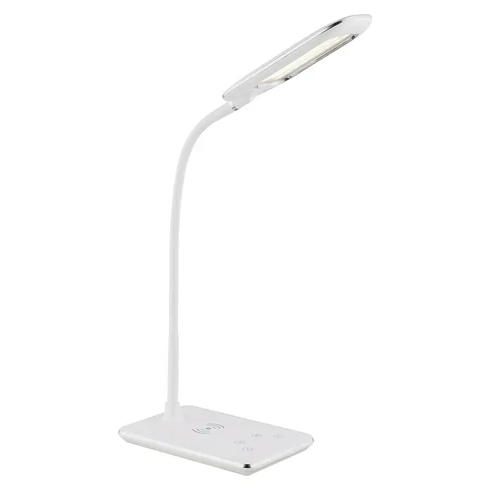 LED-Tischleuchte HEKLA - 5 W, L x B x H: 18,5 x 12,5 x 26 cm, Kaltweiß - Elegante, kabellose Schreibtischleuchte in Weiß mit LED-Beleuchtung und kabelloser Ladefunktion. Perfekt für Büro oder Zuhause.