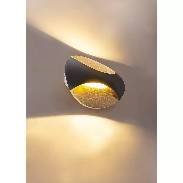 Globo LED-Wandleuchte Alexandra - 6 W, Schwarz/Gold, Warmweiß - Stimmungsaufnahme
