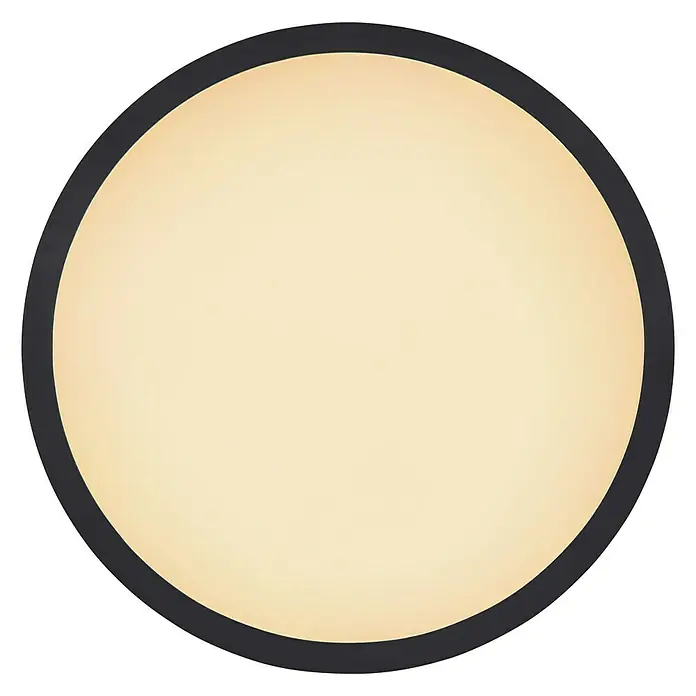 Globo LED-Deckenleuchte rund - 24 W, Ø x H: 420 mm x 2,5 cm, Schwarz, Warmweiß - Runde Deckenleuchte mit schwarzem Rand und warmweißem Licht. Ideal für Wohnzimmer, Schlafzimmer oder Flur.