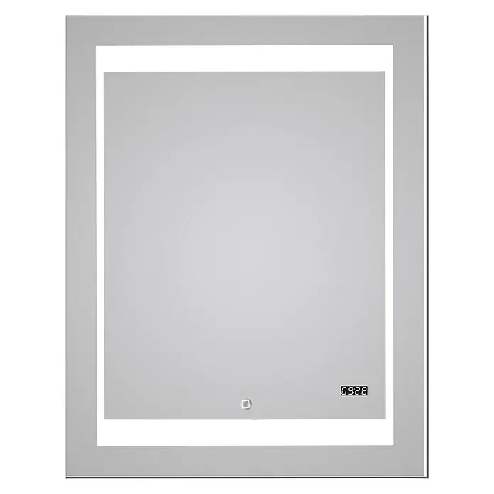 DSK Lichtspiegel Silver Futura - 70 x 90 cm - Dieser LED-beleuchtete Badezimmerspiegel mit digitaler Uhr ist ein echter Hingucker in jedem modernen Badezimmer. Das klare Design und die praktischen Funktionen überzeugen.