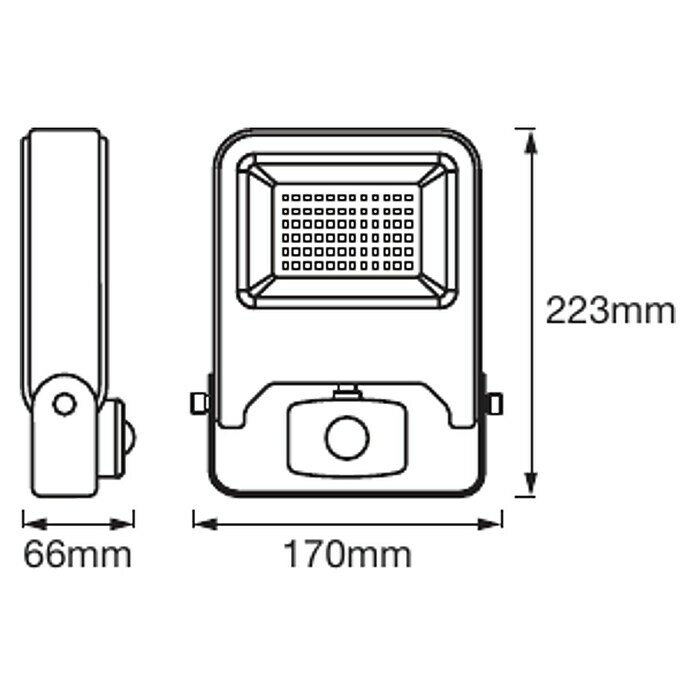 Ledvance LED-Strahler Endura FloodWeiß, Sensor, 30 W, IP44 Sketch