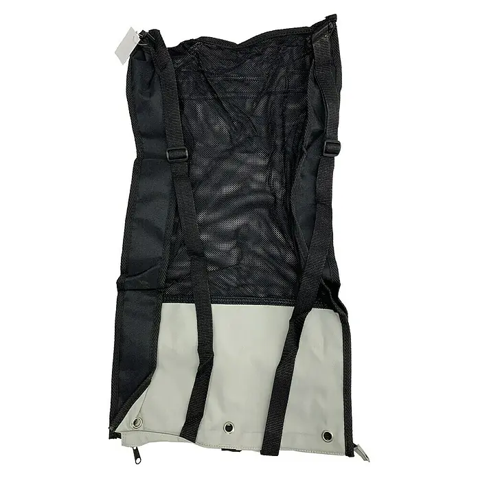 Aqualung Netztasche Senior - Grau - Ein detailreiches Bild einer schwarzen faltbaren Strandmatte mit Netzstoff, die praktische Funktionalität und Komfort bietet.
