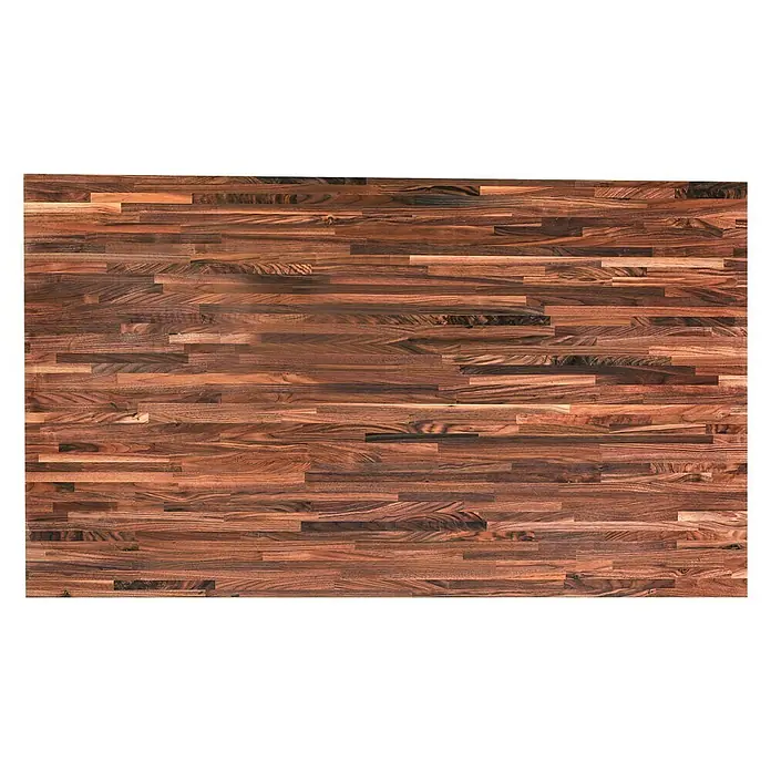 Exclusivholz Arbeitsplatte - Nussbaum, 260 x 80 x 2,6 cm - Detailansicht einer Holzplatte, die eine warme und natürliche Textur zeigt, perfekt für Möbel oder Arbeitsplatten.