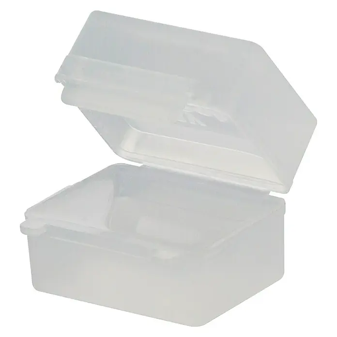 RayTech Protección de empalmes - Transparente, 4 ud., L x An x Al: 23 x 30 x 24 mm - Caja de plástico transparente con tapa, ideal para guardar objetos pequeños. Solución de almacenamiento práctica para el hogar y para viajes.