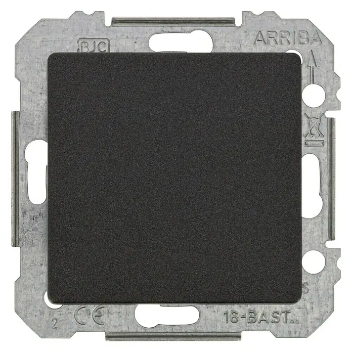 Siemens DELTA Mega Taster SIE039451 - Carbon Metallic, Glänzend, Unterputzmontage, 10 A - Schwarzer BJC-Lichtschalter mit silberner Metallhalterung für die Wandmontage, perfekt für moderne Innenräume.