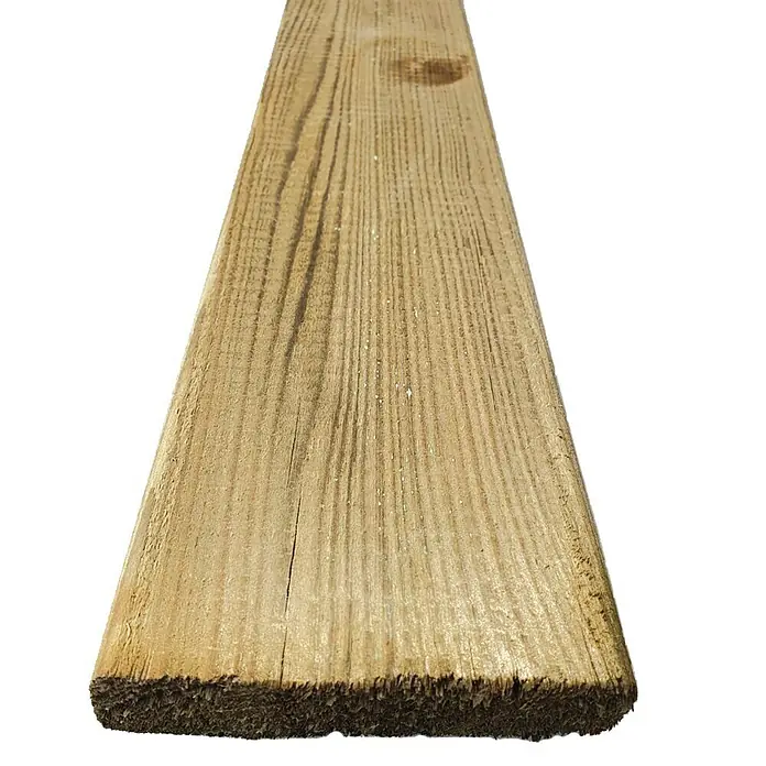 Listón de madera - L x An x Al: 300 x 8,5 x 1,5 cm, Pino - La imagen muestra una tabla de madera sin tratar con una veta distintiva y un borde áspero, ideal para proyectos rústicos.