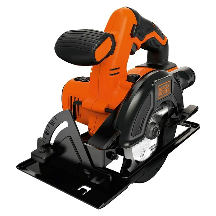 Black+Decker 18V PowerConnect Sierra circular de batería BDCCS18N-XJ - 18 V, Sin batería, 3.700 r.p.m. - Sierra circular Black+Decker negra y naranja con hoja de metal y base angulada para corte preciso.