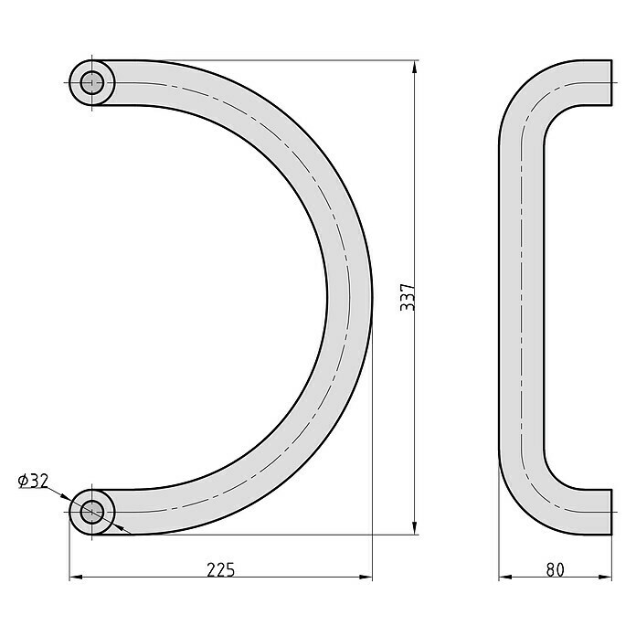 Basi Stoßgriff SG 7000 (Länge: 337 mm, Edelstahl, U-Form) | BAUHAUS