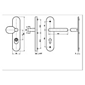 Basi Schutzbeschlag SB 7500 ES1 (Hauseingangstür, Edelstahl, Knopf außen, Drücker innen, Mit Zylinderabdeckung, Stärke Tür: 50 mm - 70 mm) | BAUHAUS