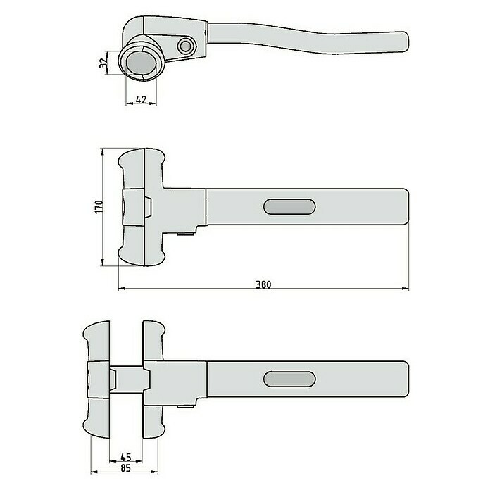 Basi Lenkradsperre KFZ 103Stahl, Länge: 380 mm Sketch