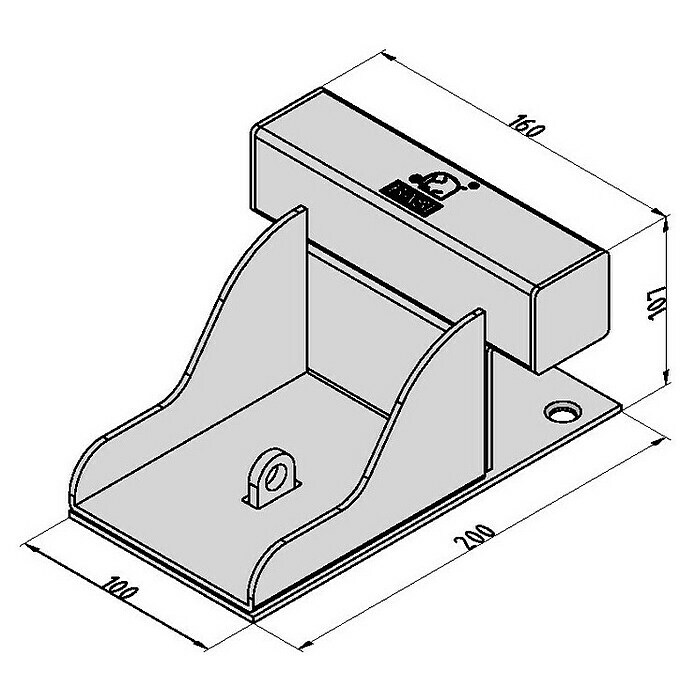 Basi Tor-Zusatzsicherung (L x B x H: 200 x 160 x 107 mm, Stahl) | BAUHAUS