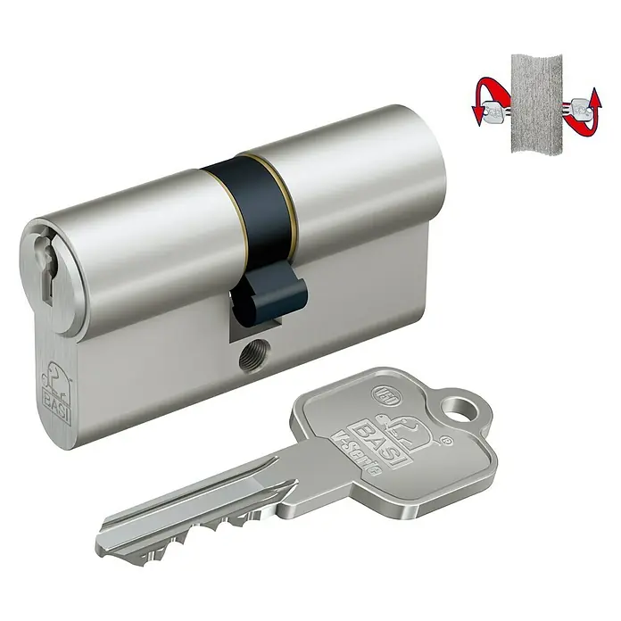 Basi Profilzylinder V50 mit N+GBaulänge innen: 40 mm, Baulänge außen: 40 mm, Material Zylinder: Messing, Profilschlüssel, Mit Not- & Gefahrenfunktion