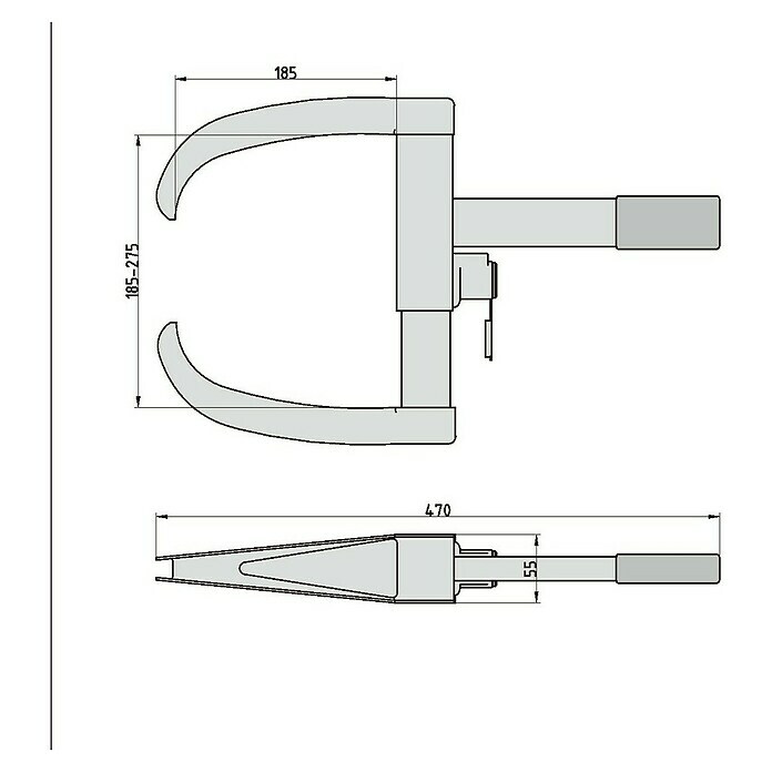 Basi Lenkradsperre KFZ 105Stahl, Länge: 185 mm Sketch