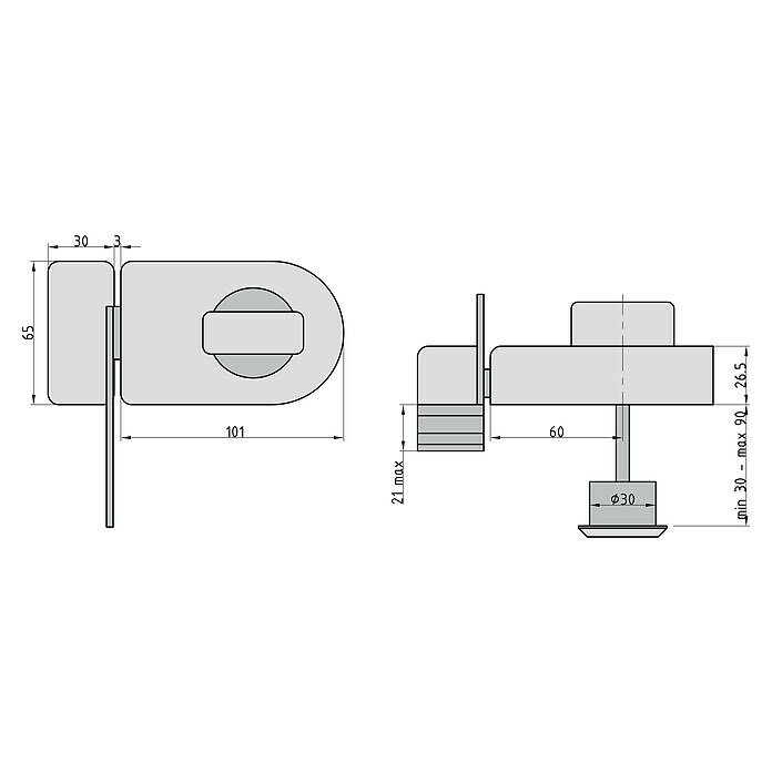 Basi Türzusatzschloss KS500R (Edelstahl, DIN Anschlag: Universell einsetzbar, Dornmaß: 60 mm, Sperrbügel) | BAUHAUS